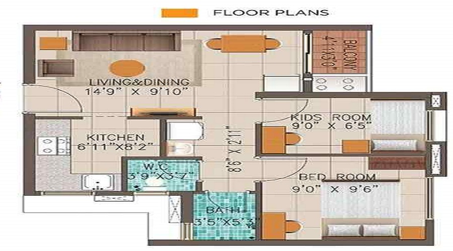 Arkade Apna Ghar 2 BHK floor plan