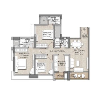 Hiranandani Bay Heights 3 BHK floor plan