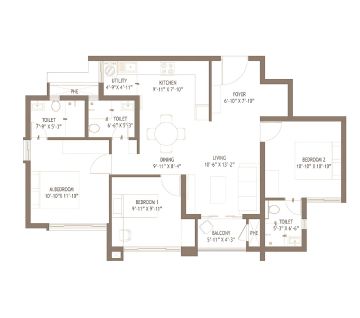 K Raheja Antares 3 BHK floor