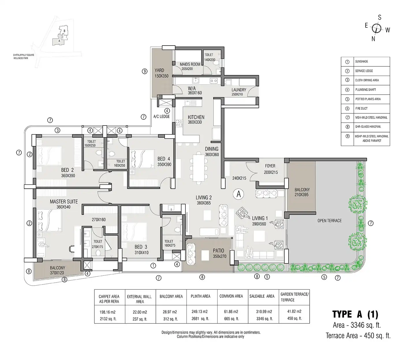 4 BHK floor plan for Prestige Aram Nagar