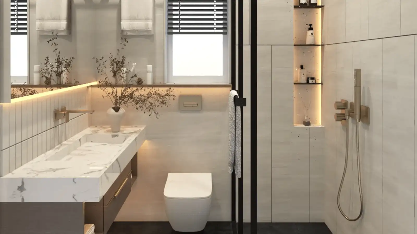 Luxury bathroom in Prestige Aram Nagar apartments