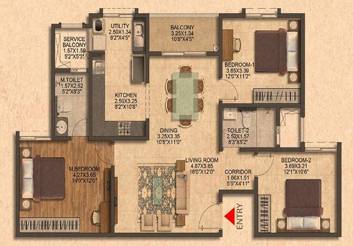 Today Celestia 3 BHK floor plan